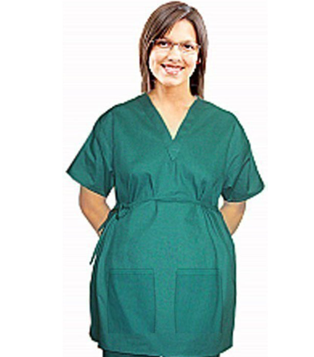 Poplin Women New style maternity top v neck 2 pocket half sleeve with side tieable