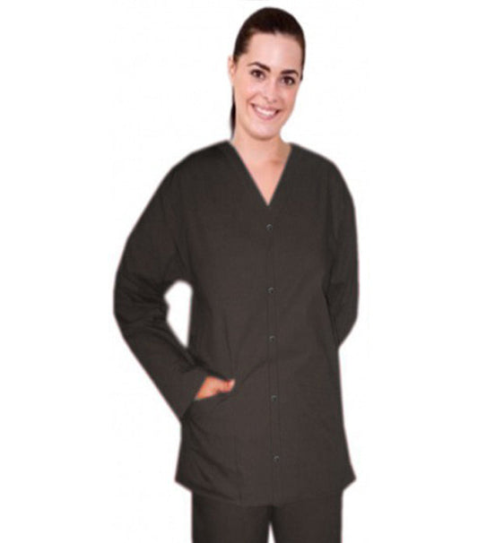 Poplin Unisex Top v neck Front Open 2 pocket solid full sleeve with Snap Button