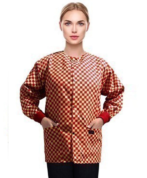2 Pocket Printed Unisex Full Sleeve in Red Square Print With Rib
