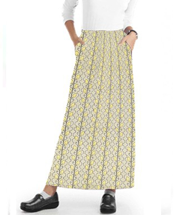 Cargo Pockets Ladies Skirt a Line Full Elastic Waistband Ladies Skirt in Yellow