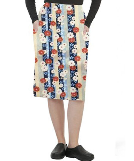 Cargo Pockets Ladies Skirt in Red and Beige Flowers