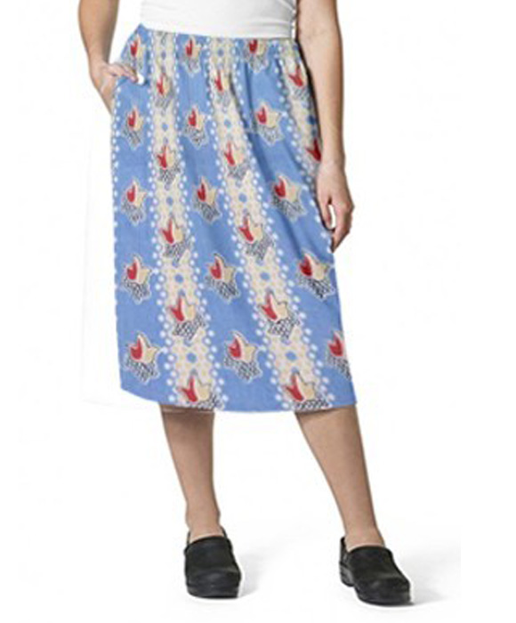 Cargo Pockets Ladies Skirt in Red and Peach Tulip Print