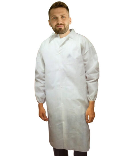 Disposable Lab Coat Unisex Full Sleeve With Elastic Closer Without Pocket