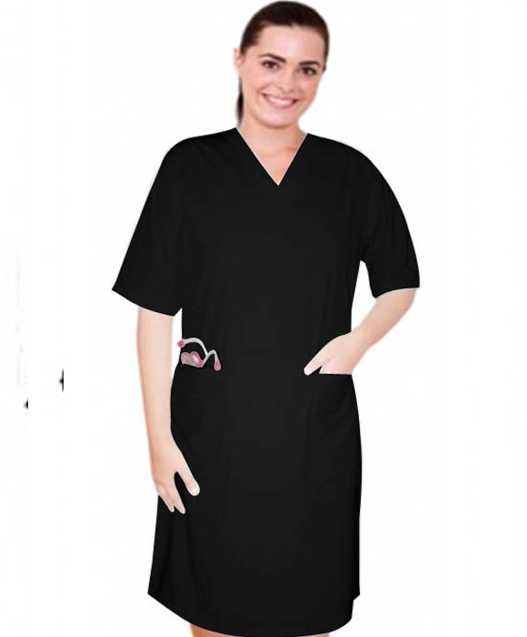 Microfiber Nursing Dress Half Sleeve Elastic Waist V Neck