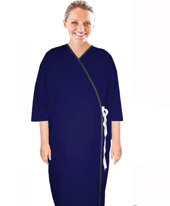 Microfiber Patient Gown Front Open 34 Sleeve With Matching