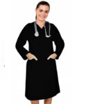 Microfiber V Neck Full Sleeve Nursing Dress With Zip