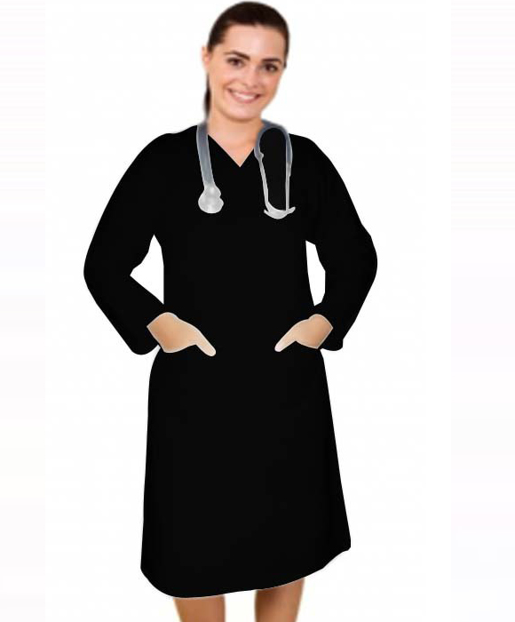 Microfiber V Neck Full Sleeve Nursing Dress With Zip and 2 Front Pockets