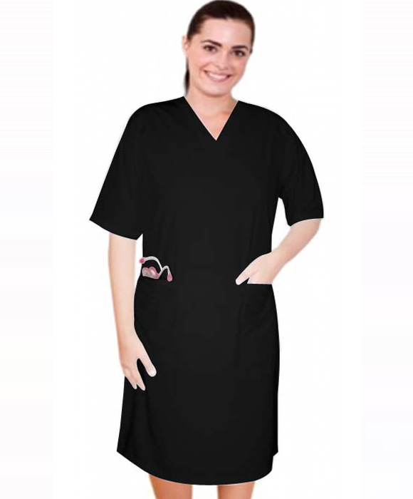 Microfiber V Neck Half Sleeve Nursing Dress With Zipa