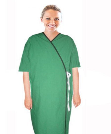New Patient Gown Front Open Solid 3 4 Sleeve