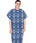 Patient Gown Half Sleeve Printed Back Open Blue