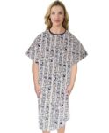 Patient Gown Half Sleeve Printed Back Open Geometric Print