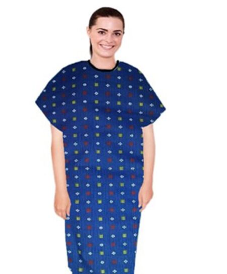 Patient Gown Half Sleeve Printed Back Open Shapes Print With Black