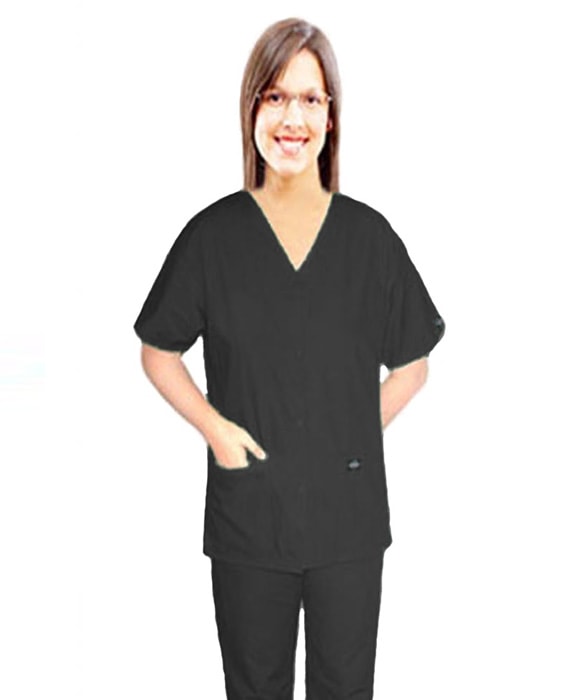 Scrub Set 4 Pocket Solid Ladies Front With Snap Buttons Half Sleeve