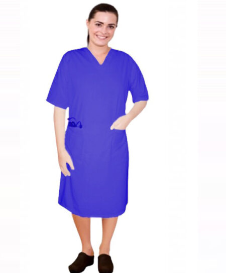 Stretch V Neck Half Sleeve Nursing Dress With Zip and 2 Front Pockets
