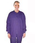 Stretchable Scrub Jacket 3 Pockets Solid Ladies Full Sleeves