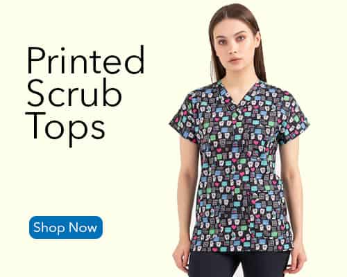 printed scrub tops